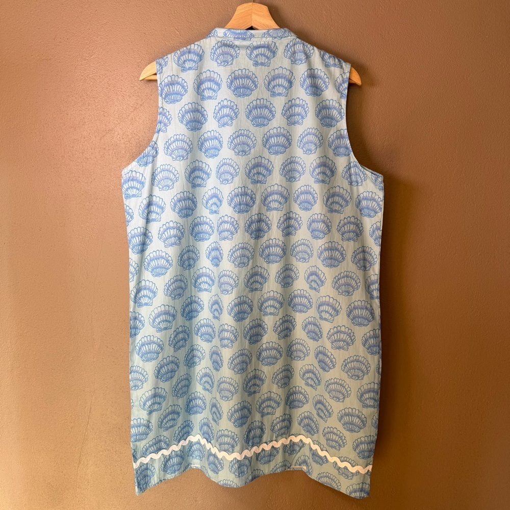 Sail to Sable Blue Shell Short Ric Rac Mini Dress Size XL Nautical Boho Travel - Picture 10 of 15